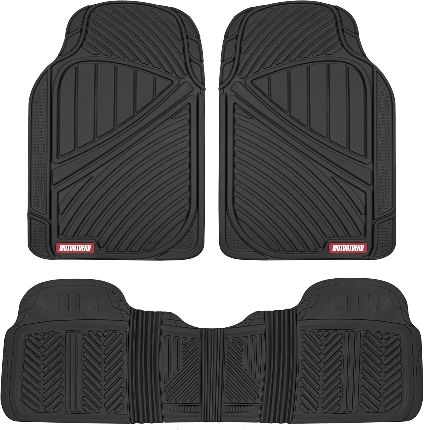 Motor Trend FlexTough Baseline - Heavy Duty Rubber Car Floor Mats 100% Odorless BPA Free All Seasons (Black)
