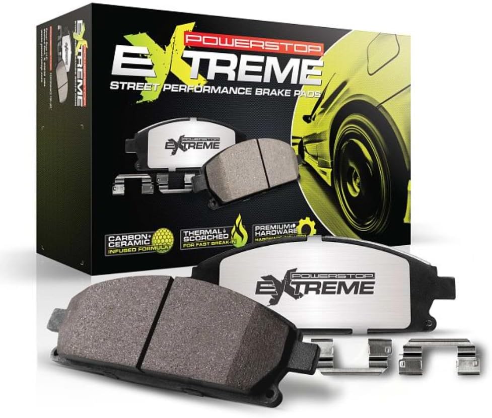 Power Stop Z26-1291 Front Z26 Street Warrior Carbon Fiber-Ceramic Brake Pads with Hardware