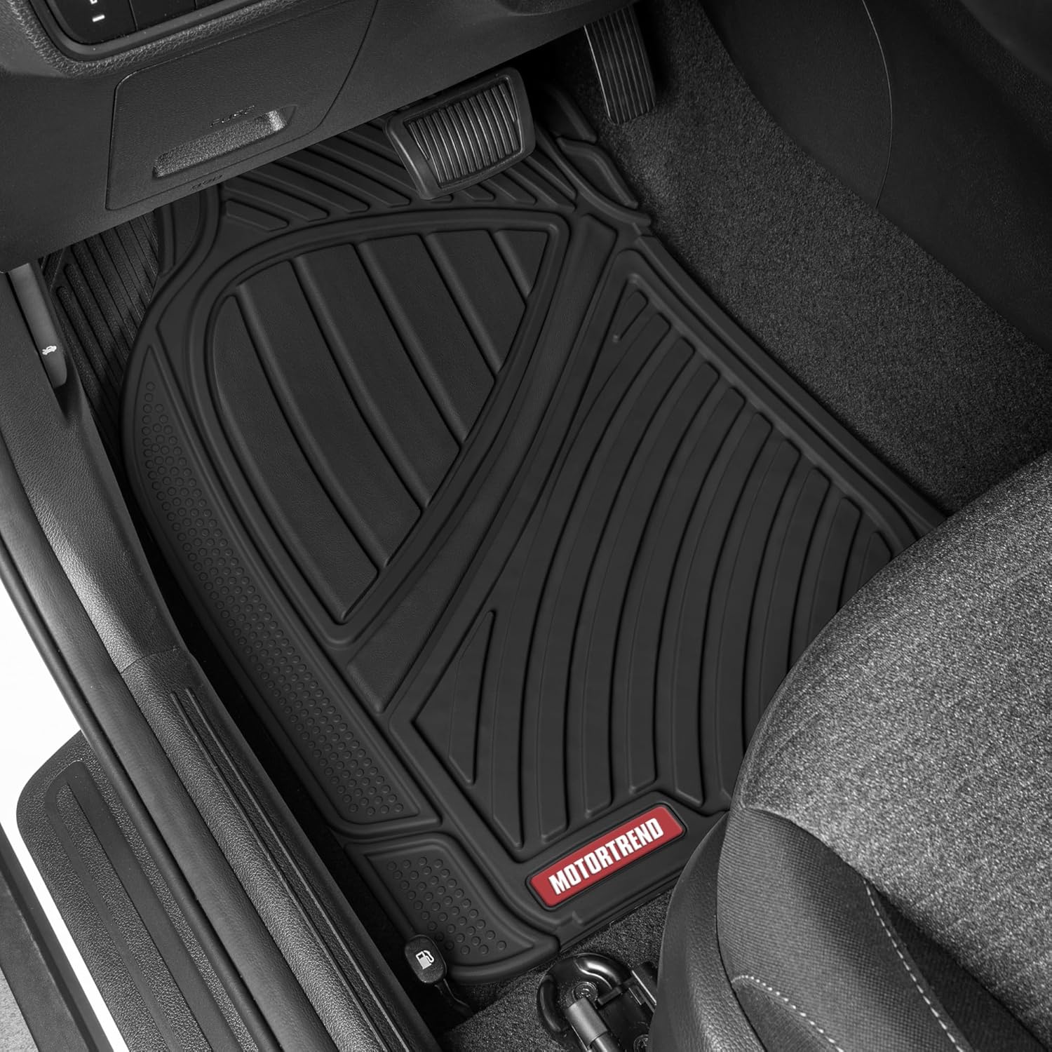 Motor Trend FlexTough Baseline - Heavy Duty Rubber Car Floor Mats 100% Odorless BPA Free All Seasons (Black)