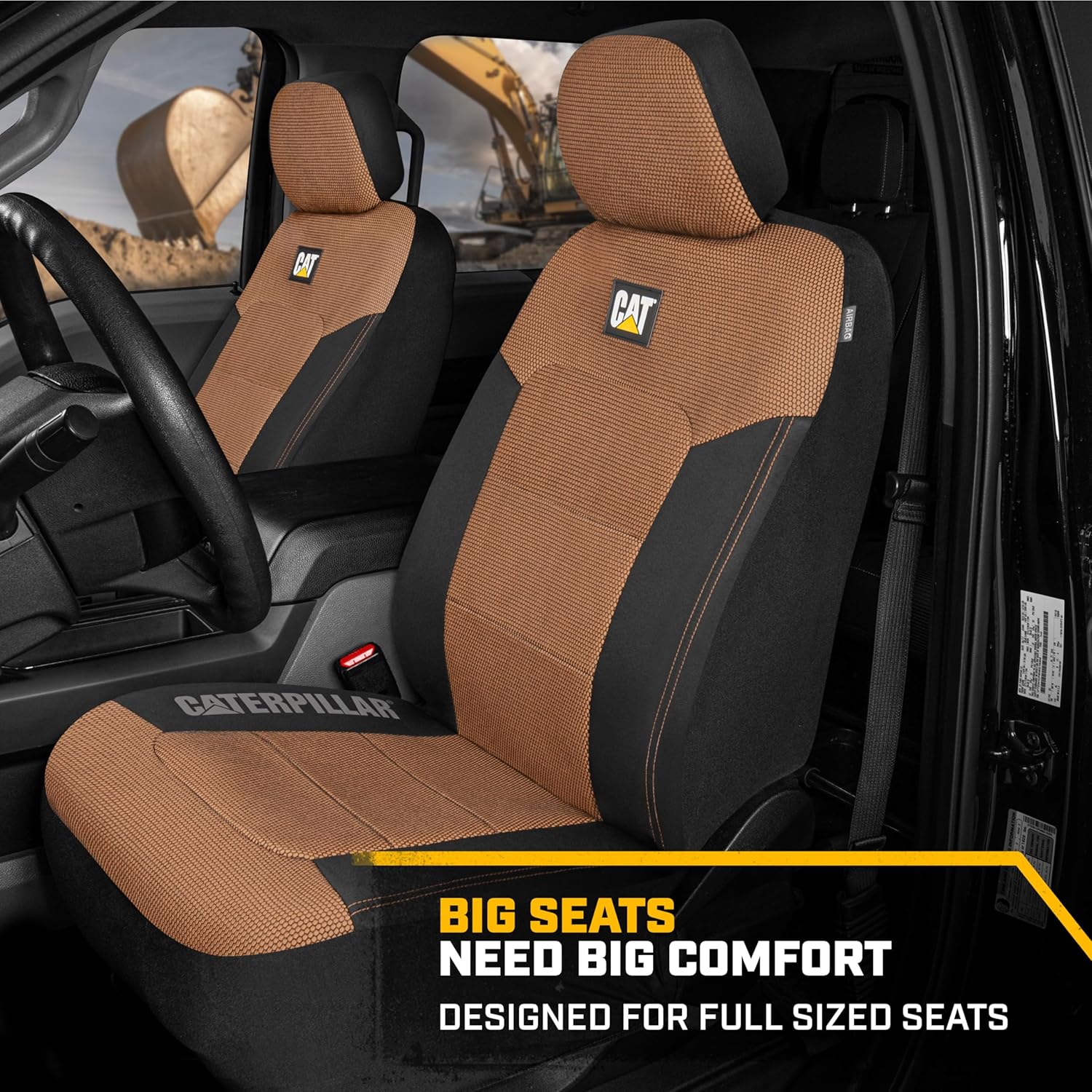 Cat® MeshFlex Automotive Seat Covers for Cars Trucks and SUVs (Set of 2) – Beige Car Seat Covers for Front Seats, Truck Seat Protectors with Comfortable Mesh Back, Auto Interior Covers