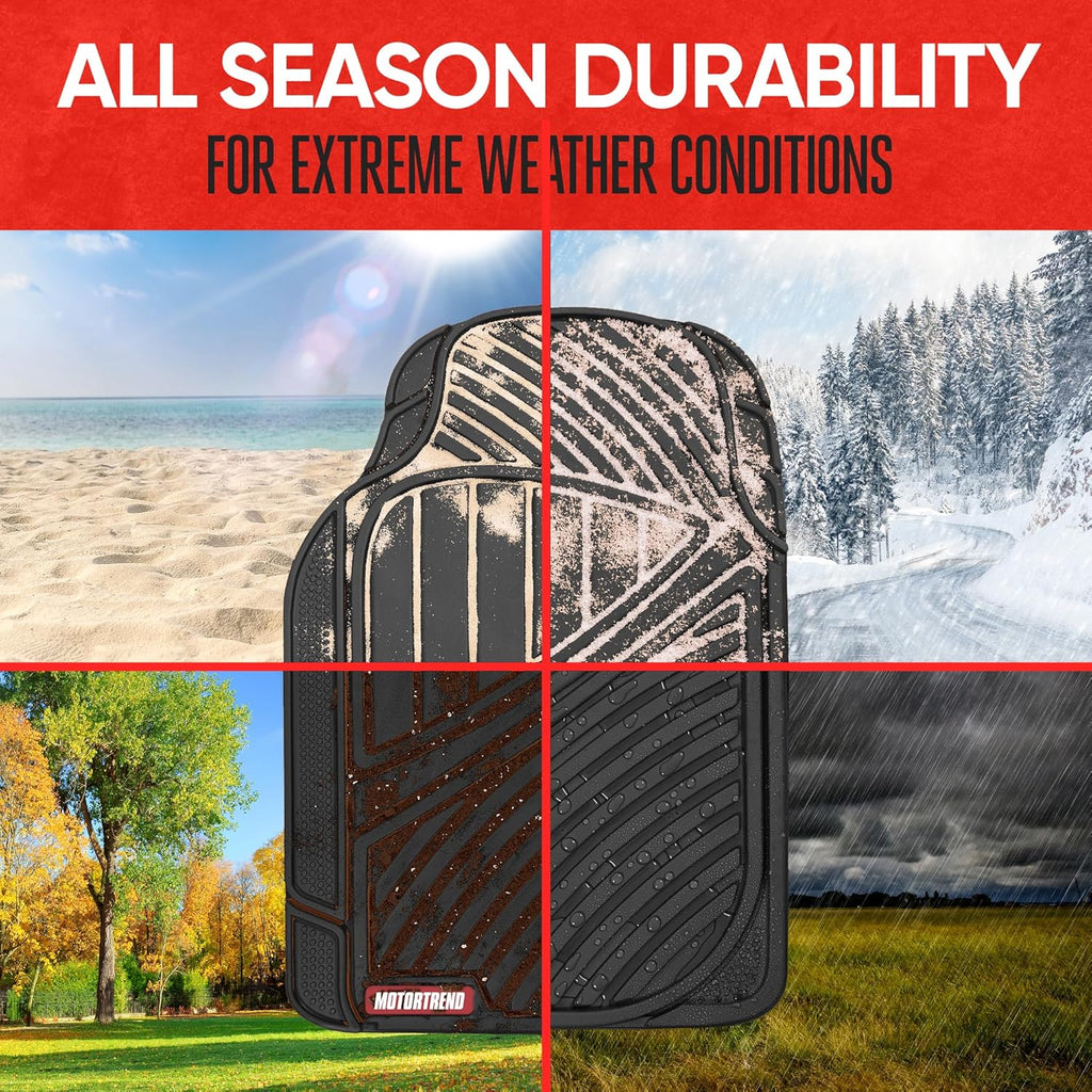 Motor Trend FlexTough Baseline - Heavy Duty Rubber Car Floor Mats 100% Odorless BPA Free All Seasons (Black)